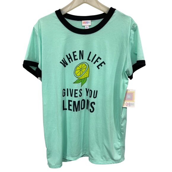 LuLaRoe When Life Gives You Lemons Graphic Tee Sz L Short Sleeve Mint Green NEW - Picture 1 of 7